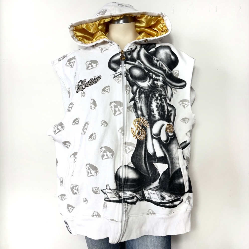 LOT29 vintage loony toons sleeveless zip up hoodie
